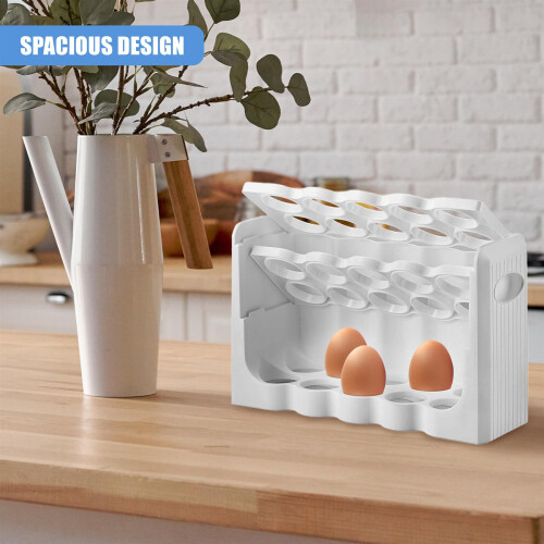 GEEZY GEEZY 30 Grid Egg Holder Fridge Organiser BPA Free 3 Layer Egg Storage Organiser 1