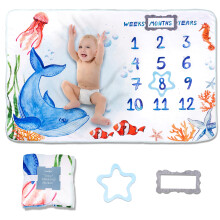 INERNERSAfe Baby Milestone Blain | Design Original Baby Baby Milestone Blaning Boy Girl | Baby Photography Props Blange | 60'x40 'Ocean World