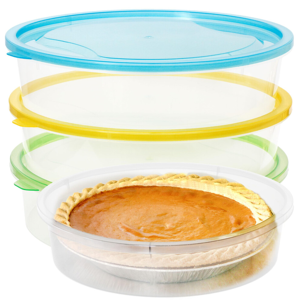 Youngever 3 Pack Pie Containers, Clear Plastic Food Storage Containers, Fresh Pie Keeper, 28Cm Diameter