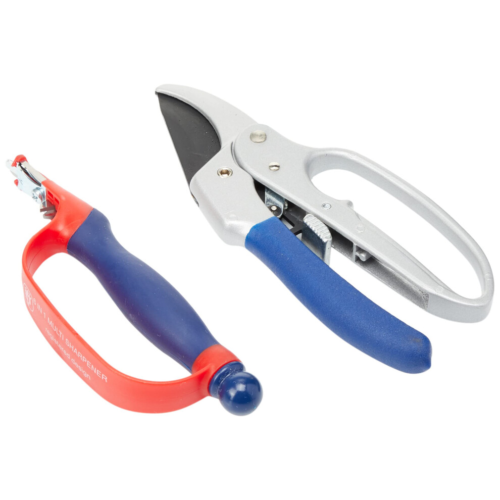 Spear & Jackson CUTTINGSET1 Ratchet Anvil Secateurs and Blade Sharpener Set
