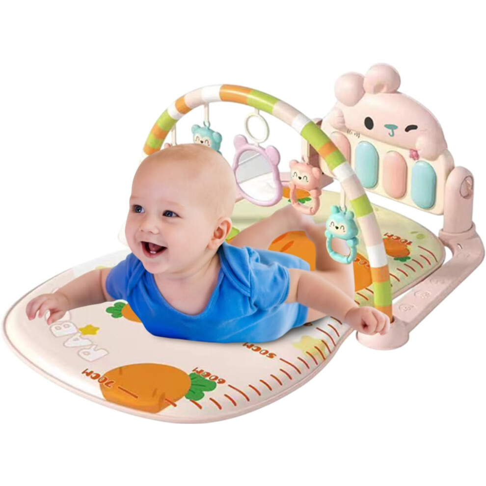 (Pink) Baby Gym Play Mat | Baby Play Mat Activity Gym,Educational Musical Toy With Light Sensory Crawling Carpet For Home Travel Beach