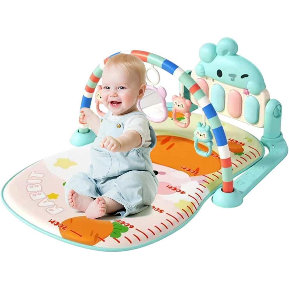 (Green) Baby Gym Play Mat | Baby Play Mat Activity Gym,Educational Musical Toy With Light Sensory Crawling Carpet For Home Travel Beach