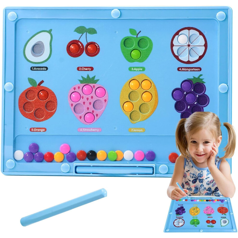 (Blue) Magnetic Color And Number Maze | Preschool Learning Toddler Playset,Fruit Color Sorting Game Enhances Hand-Eye Coordination, Fine Motor Skills Blue