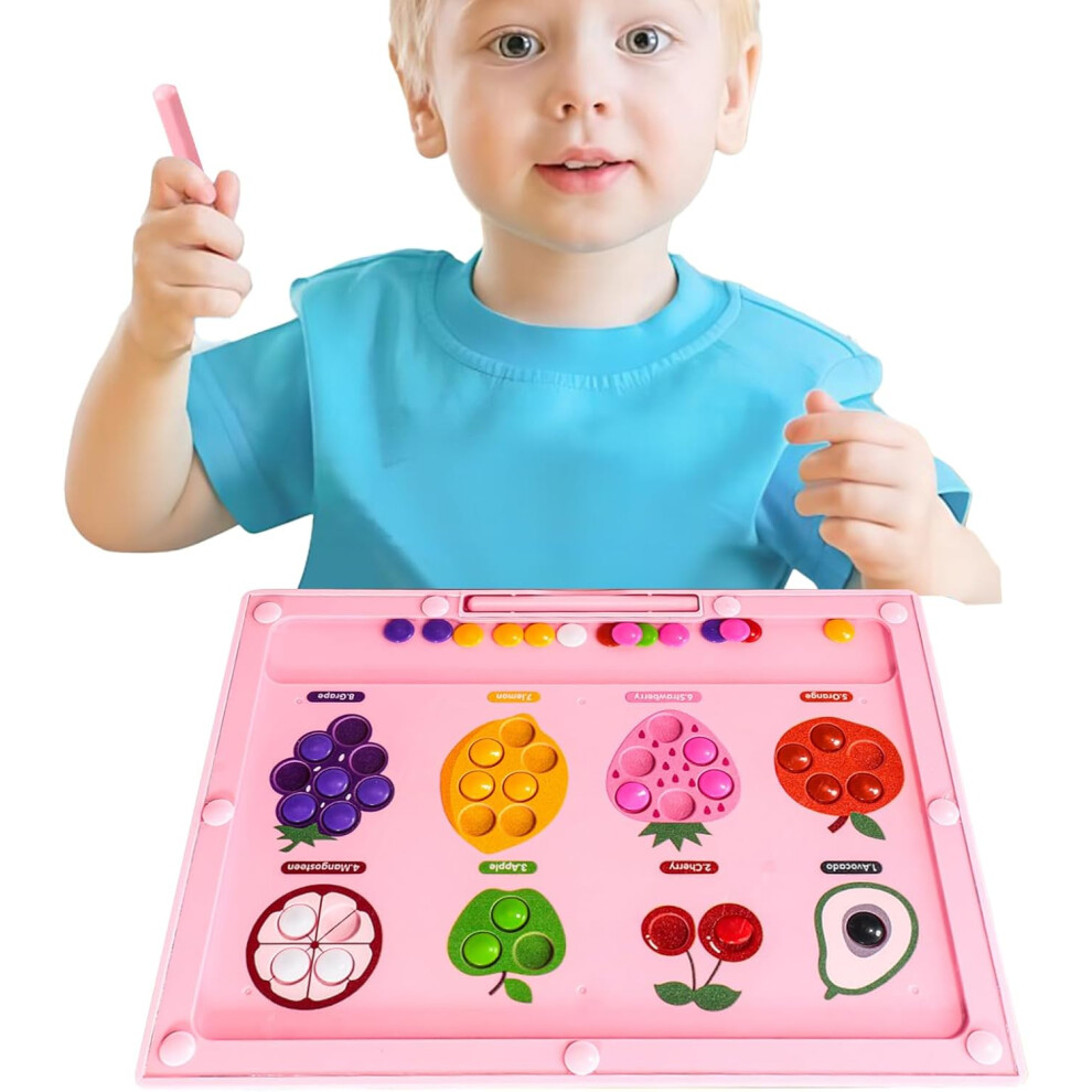 (Pink) Magnetic Color And Number Maze | Preschool Learning Toddler Playset,Fruit Color Sorting Game Enhances Hand-Eye Coordination, Fine Motor Skills Pink