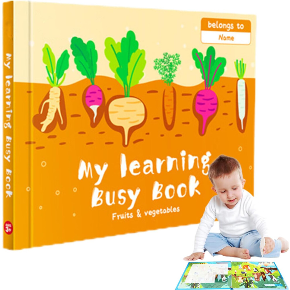 (A) Sensory Travel Book | Toddler Quiet Waterproof Busy Reusable Sticker Books - Portable Educational Preschool Learning Activities for Girl Boys