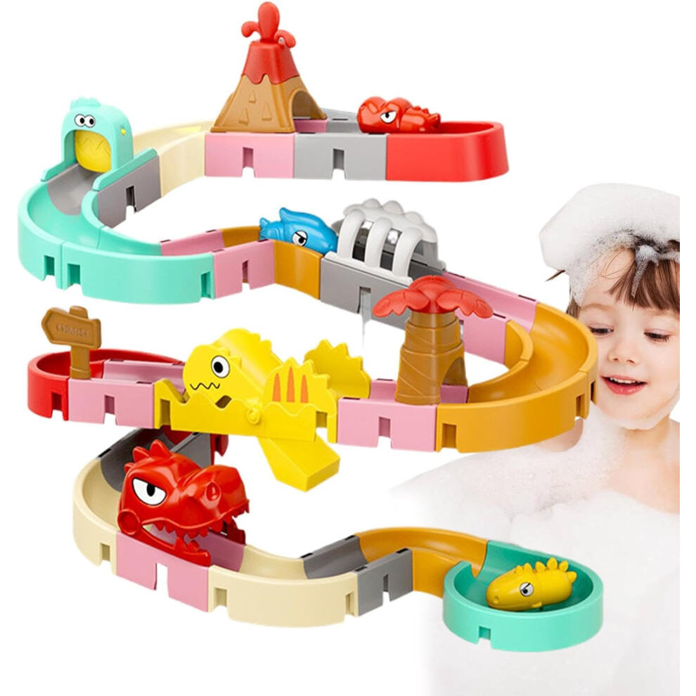 (Dinosaur) Bathtub Toy Slide | Slippery Slide Track Fun For Baby Shower | Suction Cups Interactive Slippery Bath Toys For Children Ages 4-8