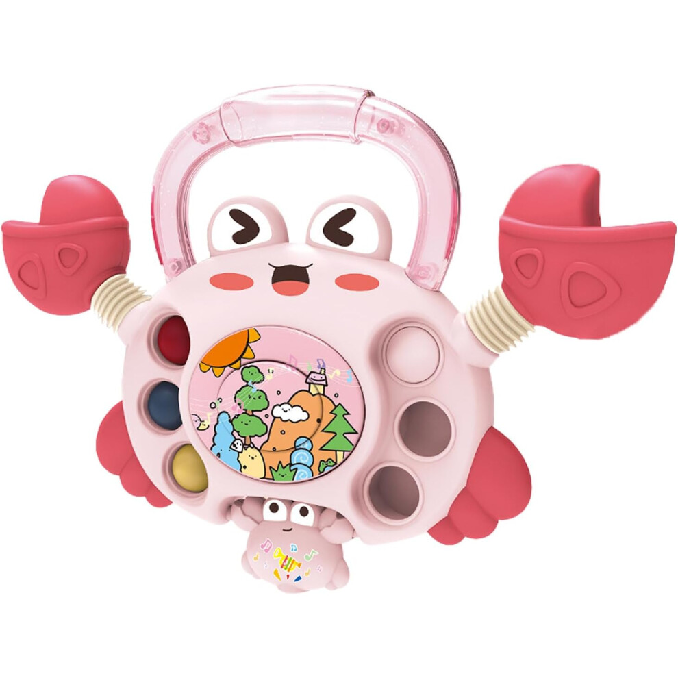 (Pink) Dancing Crab Toy - Early Learning Grasping Game | Crawling Crab Sensory Toy For Early Learning, Preschooler Activities For Children 3 Pink
