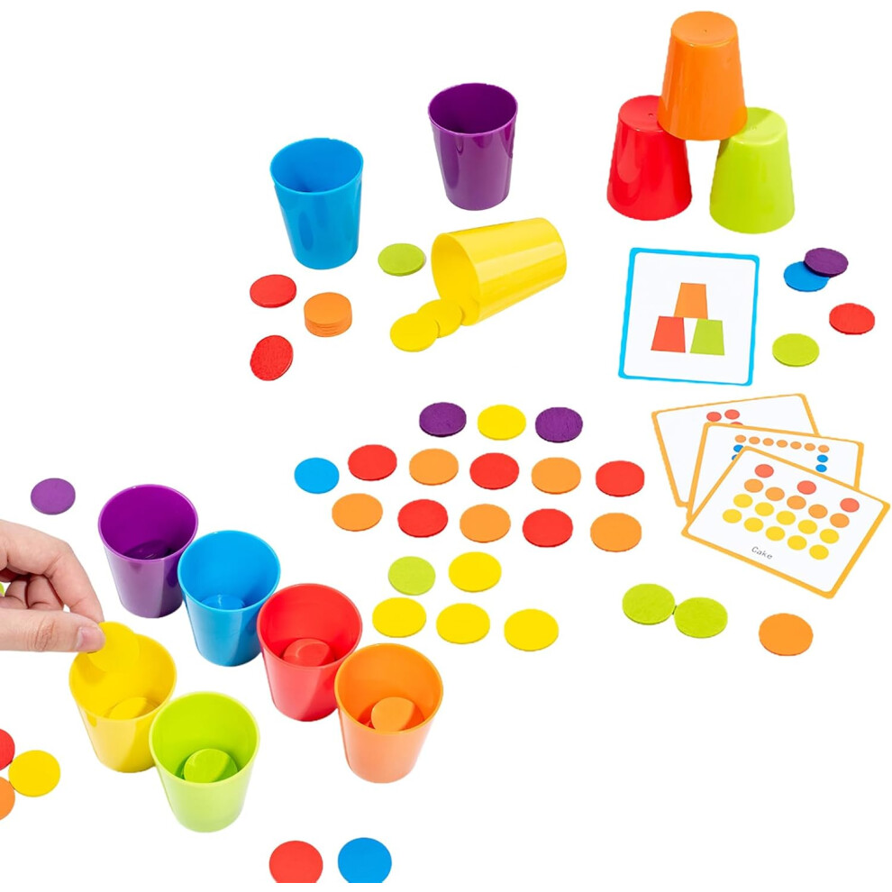 Quick Stack Cups Set - Classic Stacking Games for Kids Adults - 50 Question Cards Color Classification for Interactive Fun Boys Girls Party Travel Bir