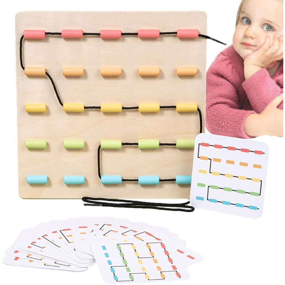 (Hobby Sewing) Wooden Threading Toys | Wooden Color Matching Threading Activities - Fine Motor Skills Lacing Toys, Educational Preschool Stringing Toy