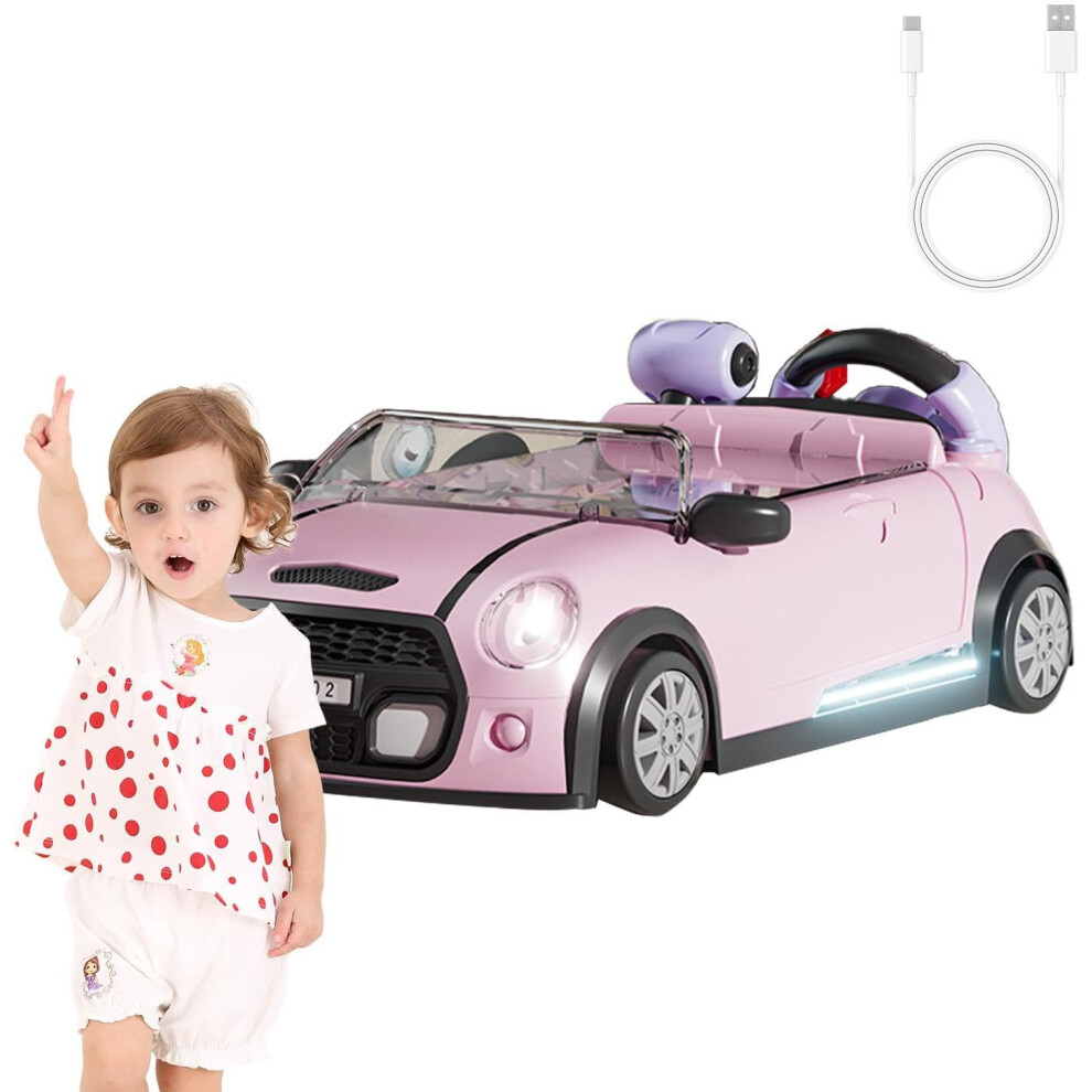 ( Pink) Car Racing Adventure Toy - Kids Simulation Adventure Driving Racing Car Toddler Driving Toy - Kids Steering Wheel, Racing Car Babies Toy Light/Pink