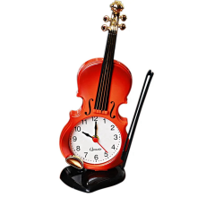 Simulatie Viool Wekker Muziekinstrument Vorm Tafelklok Woonkamer Plastic Ornamenten, Rood