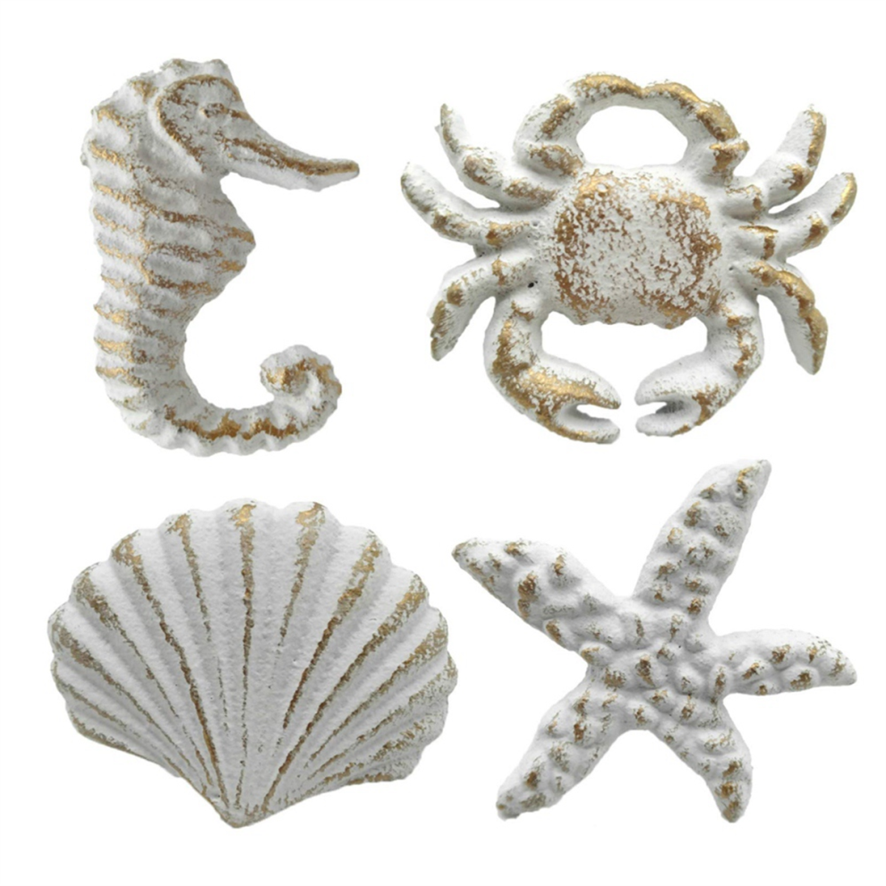 4Pcs Retro Marine Style Cast Iron Drawer Handle-Kitchen Cabinet Wardrobe Closet Hardware,White 4852133171326