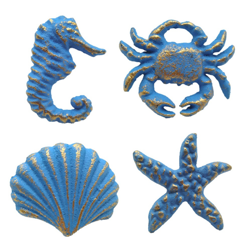 4Pcs Retro Marine Style Cast Iron Drawer Handle-Kitchen Cabinet Wardrobe Closet Hardware,Blue 4852133171333