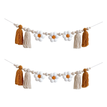 ks Daisy Drevený girlandový dekor Drevené korálky Boho girlanda Hippie Daisy dekorácia do škôlky Boho girlanda do triedy