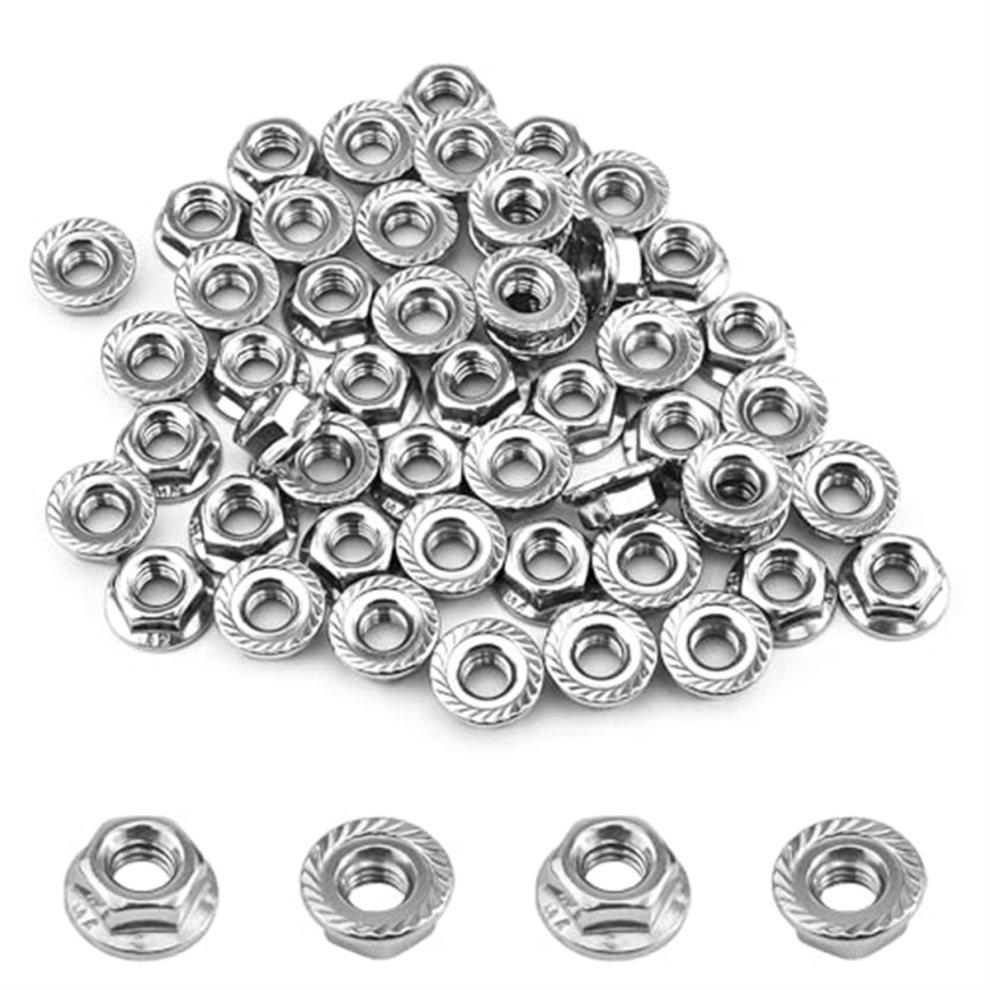 55 Pack M6 Serrated Flange Hex Nuts, M6-1mm Hexagon Flange Nuts, Locknuts Replacement Nut for DIY Home Mechanism-image-OPC-PGNHMSC-NEW