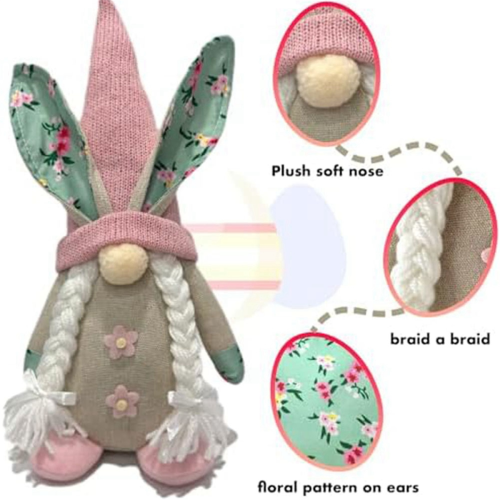 Easter Decorations, 2 Pcs Easter Gnomes Decor, Spring Gnomes Plush Swedish Tomte Elf Stuffed Doll,Easter Bunny Ornaments 2