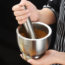 304 Stainless Steel Masher Solid Garlic Masher Household Grinding Masher Garlic Masher Garlic Mortar Grinding Bowl A