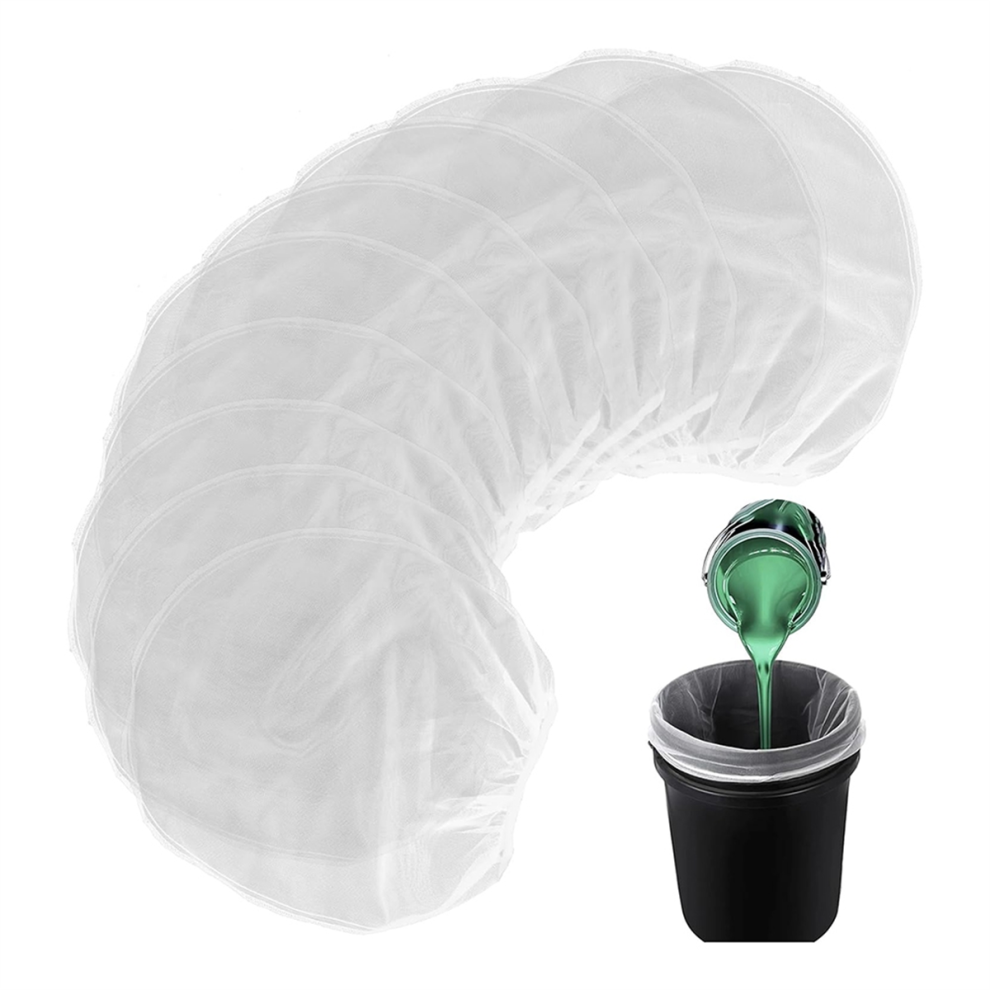 Lot de 10 sacs filtrants pour peinture, filtre de 1 gallon avec cordon élastique, maille fine blanche, ouverture supérieure en nylon