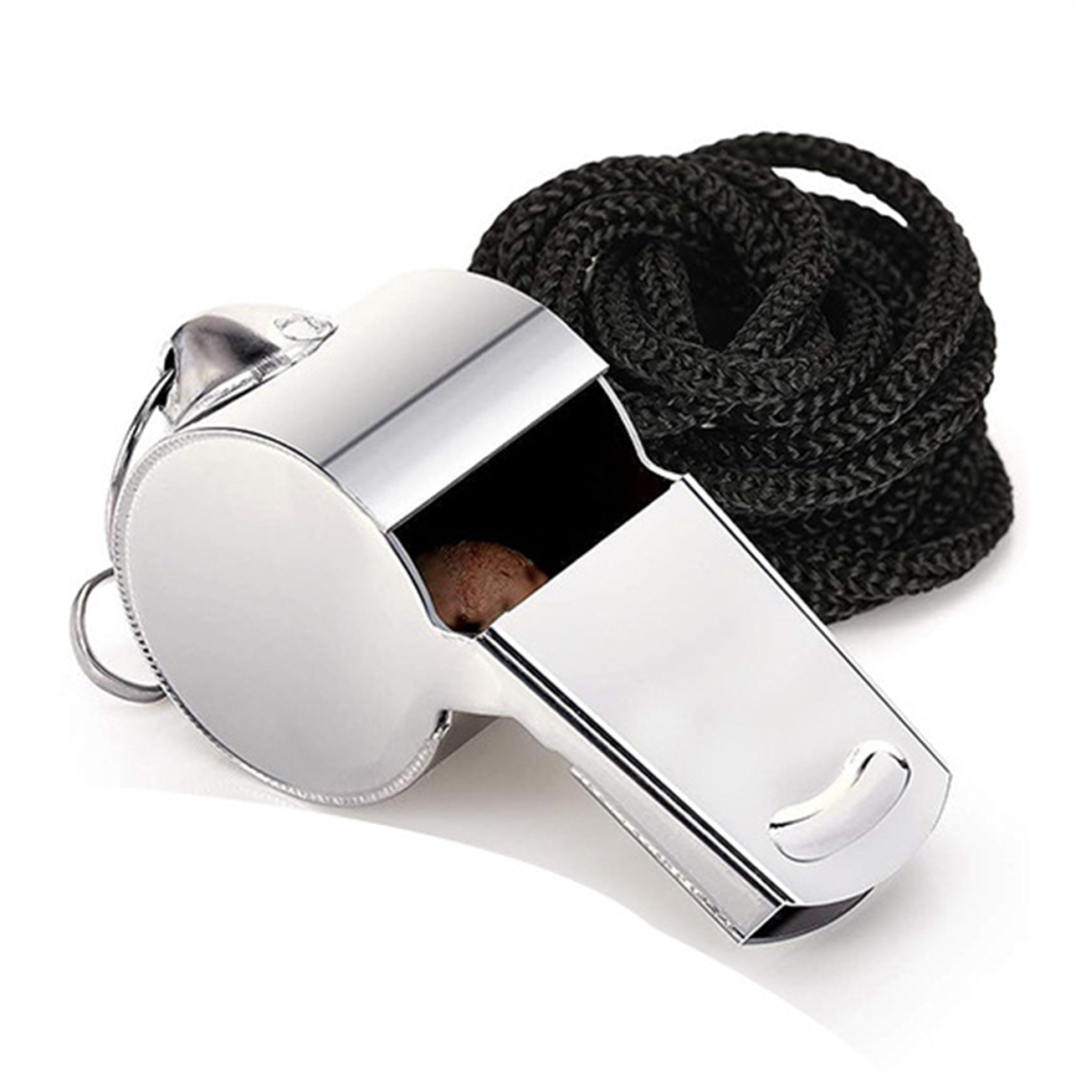 Photos - Other Inventory Jojomino Silver Stainless Steel Extra Loud Sports Outdoor Whistle with Lanyard Referee Outdoor Metal Whistle 