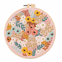 Borduurpakket voor beginners en borduurliefhebbers inclusief bloemenlandschap met draadnaalden, B