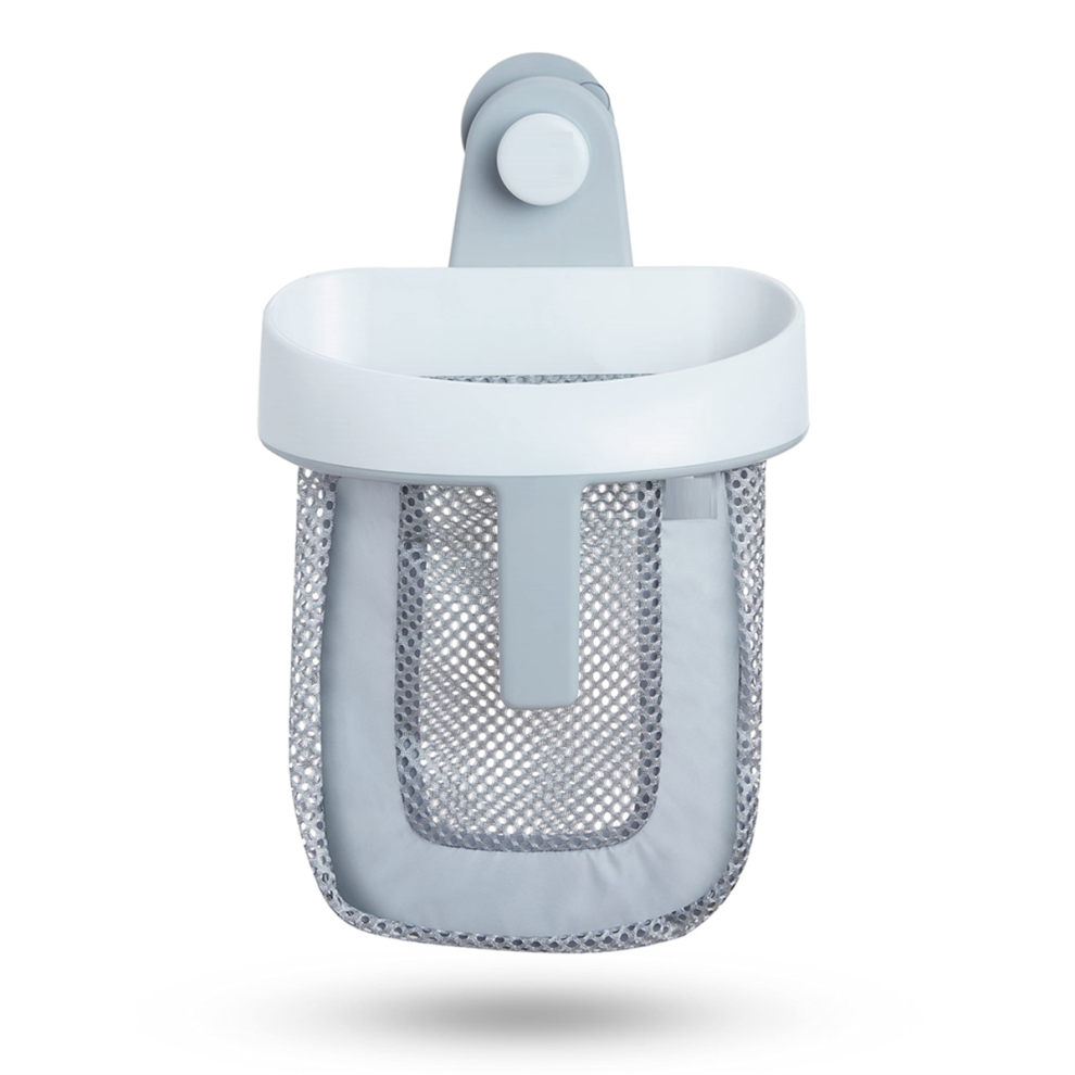 Hanging Bath Toy Storage With Quick Drying Mesh, & White/Gray Jojomino