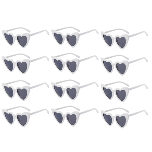 Joycabin 20 Pezzi Occhiali Team Bride da Sole a Forma di Cuore, 10 Occhiali a Forma di Cuore+10 Elastici per Capelli (Beige