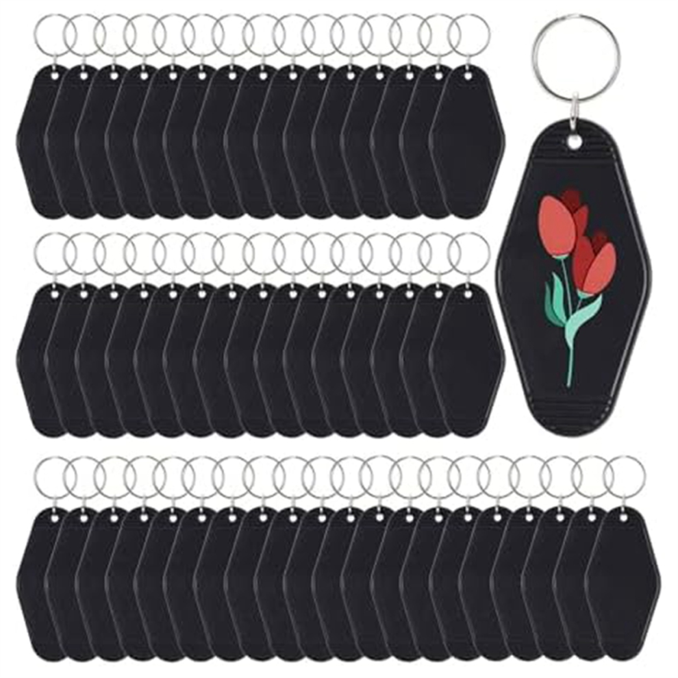 50Pcs Blank Motel Keychain Bulk With Key Rings, White Vintage Hotel Keychains Key Tag For Vinyl Diy Crafts, White 4852133112633