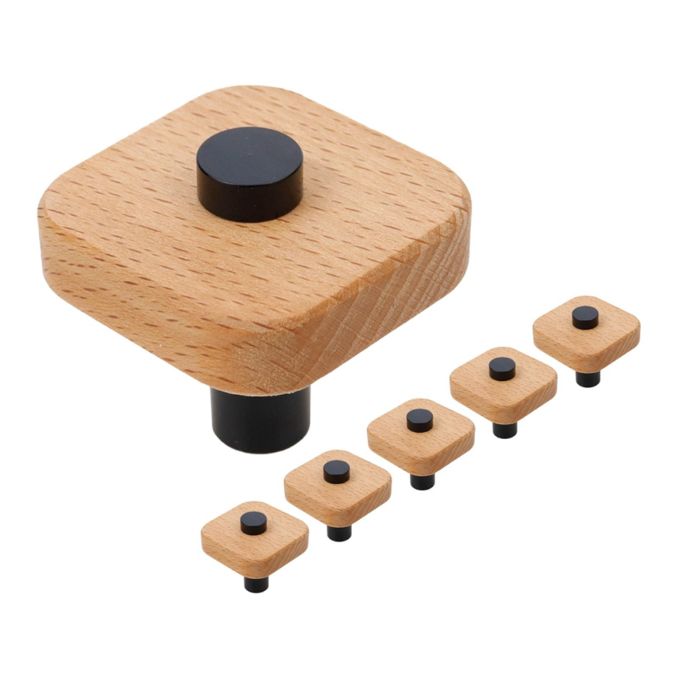 Wood Knobs,6Pcs Natural Wooden Dresser Drawer Knobs Kitchen Cabinet Pulls Handles Square Drawer Dresser Cabinet Handle 4852133113432