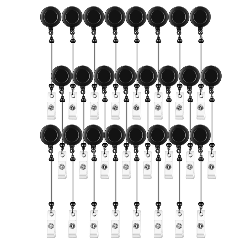 24 Pcs Beadable Badge Reel Retractable Clips Holder for Beads Bulk Blank Bar ID Name Badge Reels with Belt Clip,Black-image-OPC-PGNHTWB-NEW