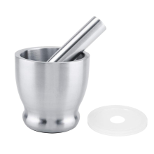 Stainless Steel Large Mortar and Pestle Spice Pill Crusher Set with Protective Lid for Kitchen or Grinding Herbs