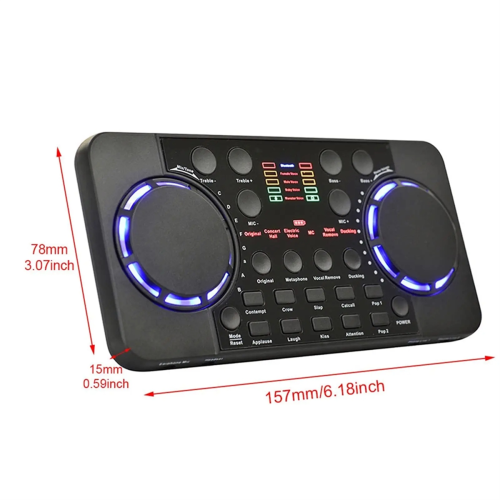 V300 Pro Sound Card Bluetooth-Compatible Audio Interface Mixer DJ Digital Effect Noise Reduction Console USB Record 2