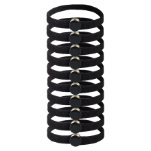 10-Pack Elastic Snap Hair Ties for Thick/Curly Hair - Connectable Nylon & Spandex Bands, Adjustable Ponytail, Braids, Afro Puff