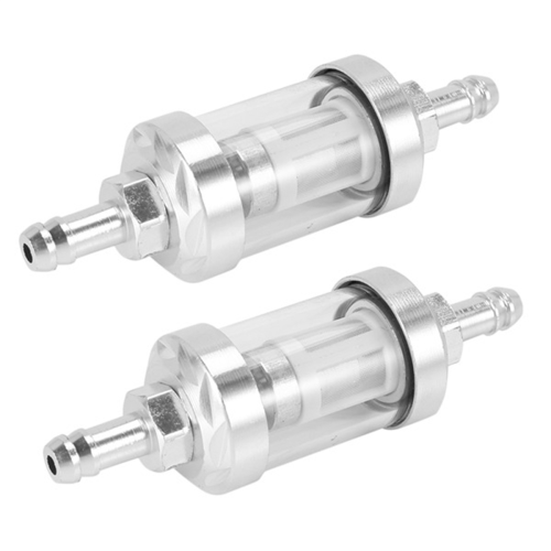 Filtro universal cromado para combustível, gasolina, óleo bruto, motor, 5/16 polegadas, 8 mm, prata para motocicletas