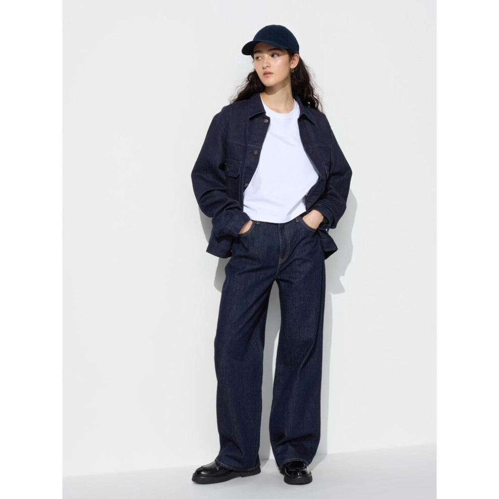 (69 NAVY/22) Uniqlo Japan Wide Straight Jeans