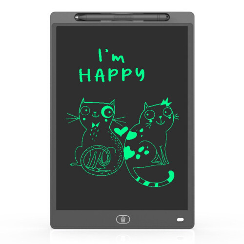 Quadro de desenho LCD de 12 polegadas adequado para brinquedos infantis, pintura, quadro de escrita eletrônico, meninos (monocromático) D