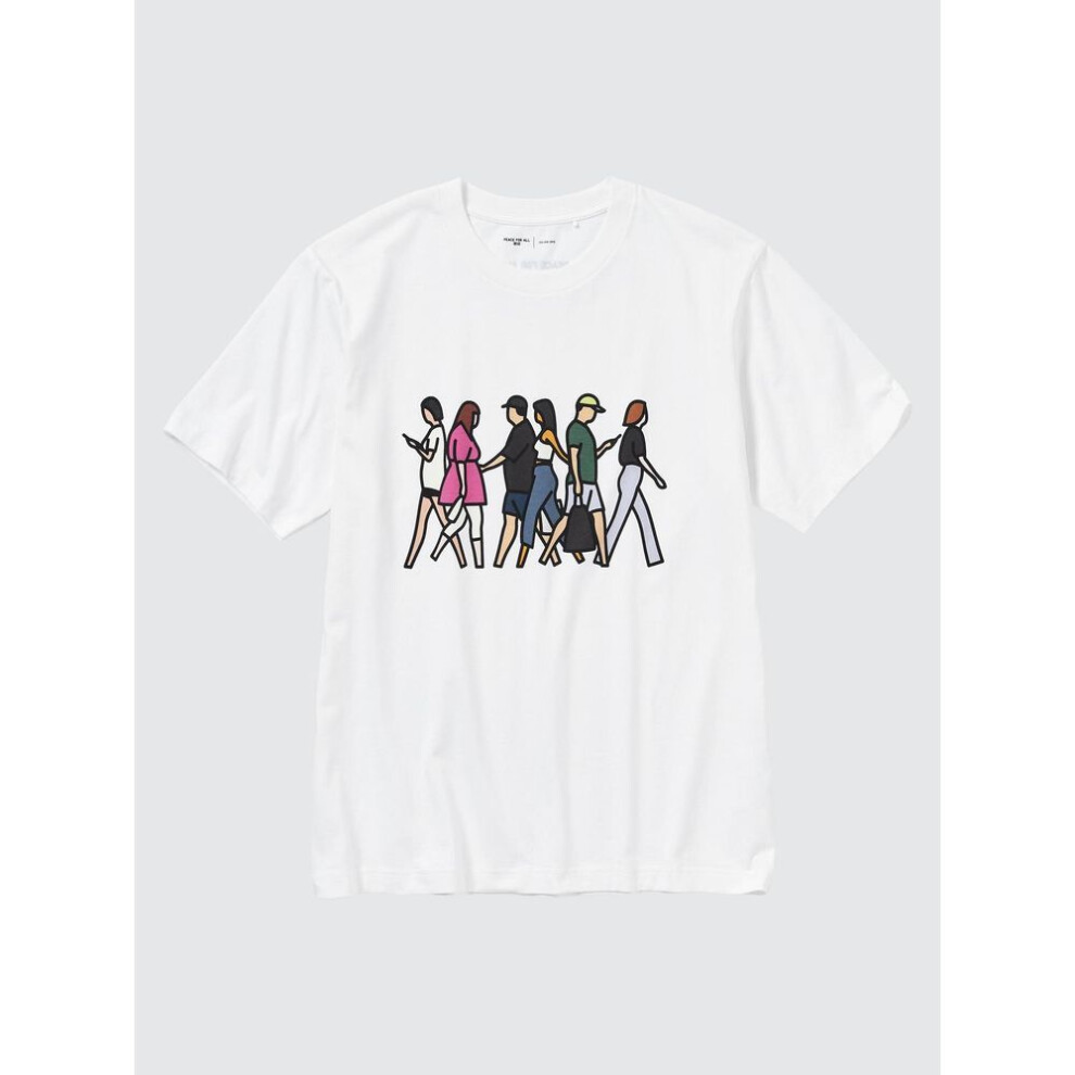(00 WHITE/M) Uniqlo Japan Peace For All Graphic T Shirt  Short Sleeve  Regular Fit  Julian Opie