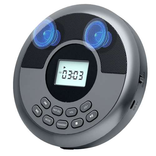 Φορητό Bluetooth CD Player Επαναφορτιζόμενος δίσκος με διπλά ηχεία και ακουστικά Cd Mp3 Grey 2
