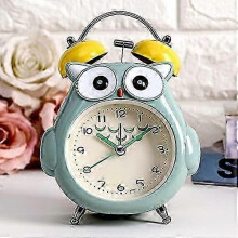 Kids Alarm Clock Owl with Night Light Silent Non-Ticking Bedside Alarm Clock Loud Bell Analog Alarm Clock Battery Operated Kids Alarm Clock