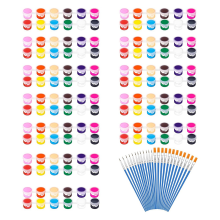Conjunto de 12 mini tintas acrílicas com 144 peças, com pincéis para crianças e adultos, tinta artesanal, cores e tiras laváveis