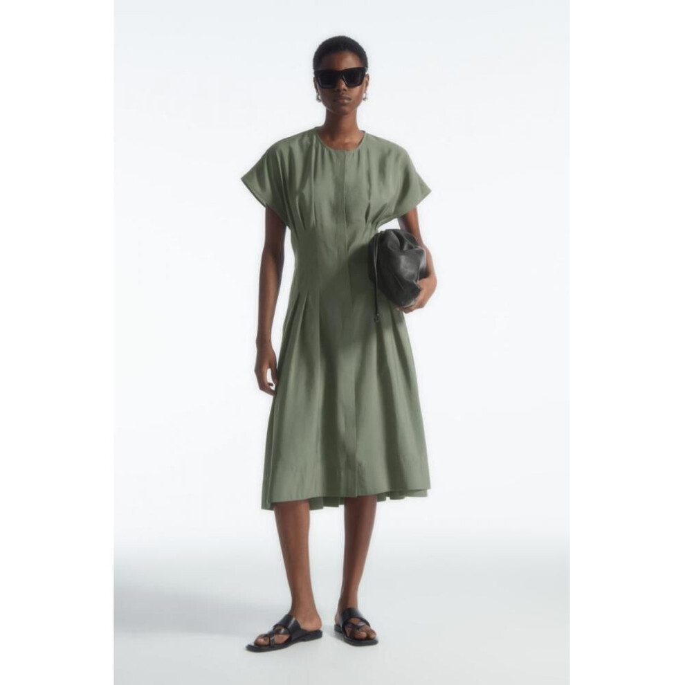 (GREEN/42) Cos Japan Waist Pleated Midi Dress