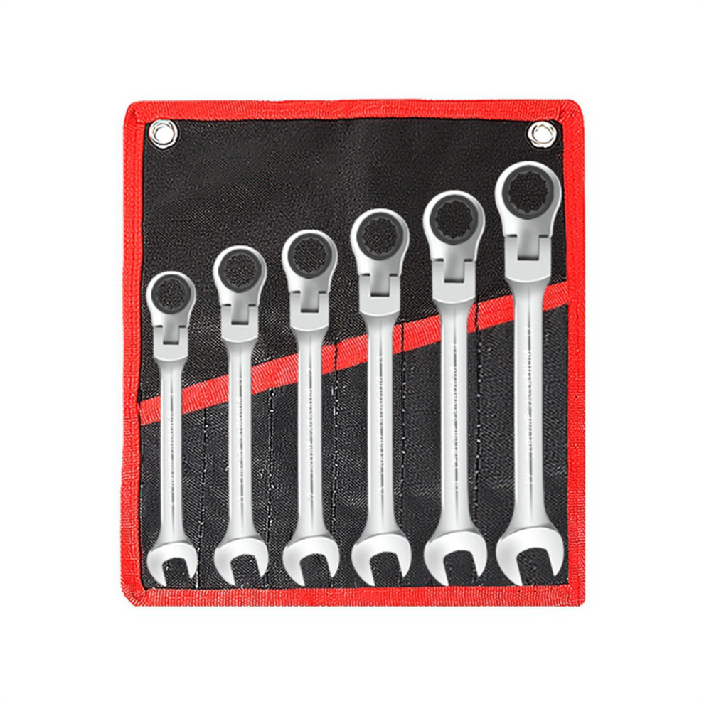 Chrome Vanadium Steel Bidirectional Movable Ratchet Wrench Quick Manual Dual-Purpose Wrench 6Pcs[8/11/12/13/14/17] 4851067622416