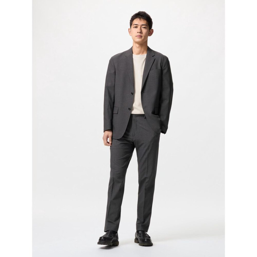 (08 DARK GRAY/110) Uniqlo Japan Impressive Pants 2 Way Stretch  Wool Like  Length 70  73  76  85cm  Can Be Set Up