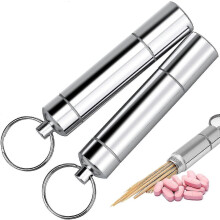 Portable Metal Toothpick Holder Portable Mini Toothpick Holder Waterproof Metal Toothpick Keychain Toothpick Holder On The Go for Outdoor Camping Trav