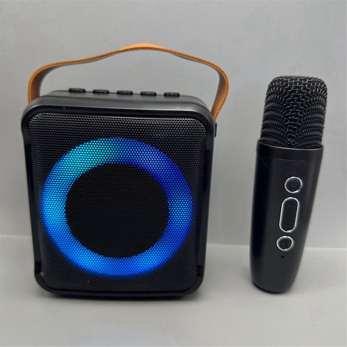 Multifunctionele Bluetooth audio draagbare microfoon kleurrijke LED sfeerlamp thuis karaoke luidspreker 2 microfoons 2