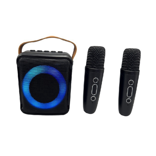 Multifunctionele Bluetooth audio draagbare microfoon kleurrijke LED sfeerlamp thuis karaoke luidspreker 2 microfoons