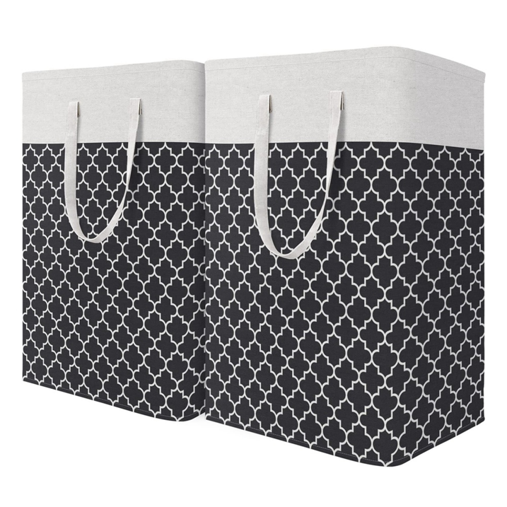 Panier à linge imperméable, grand bac à linge, pour chambre, salle de bain, dortoir, lot de 2, noir