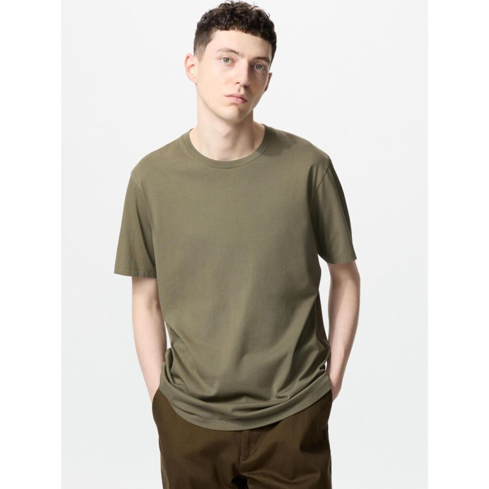 (56 OLIVE/L) Uniqlo Japan Supima CoTTon Crew Neck T shirT  shorT Sleeve