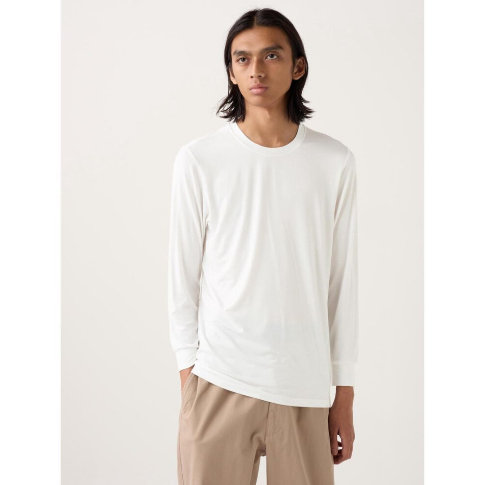 (00 WHITE/M) Uniqlo Japan Heattech Crew Neck T  9 4 Sleeves
