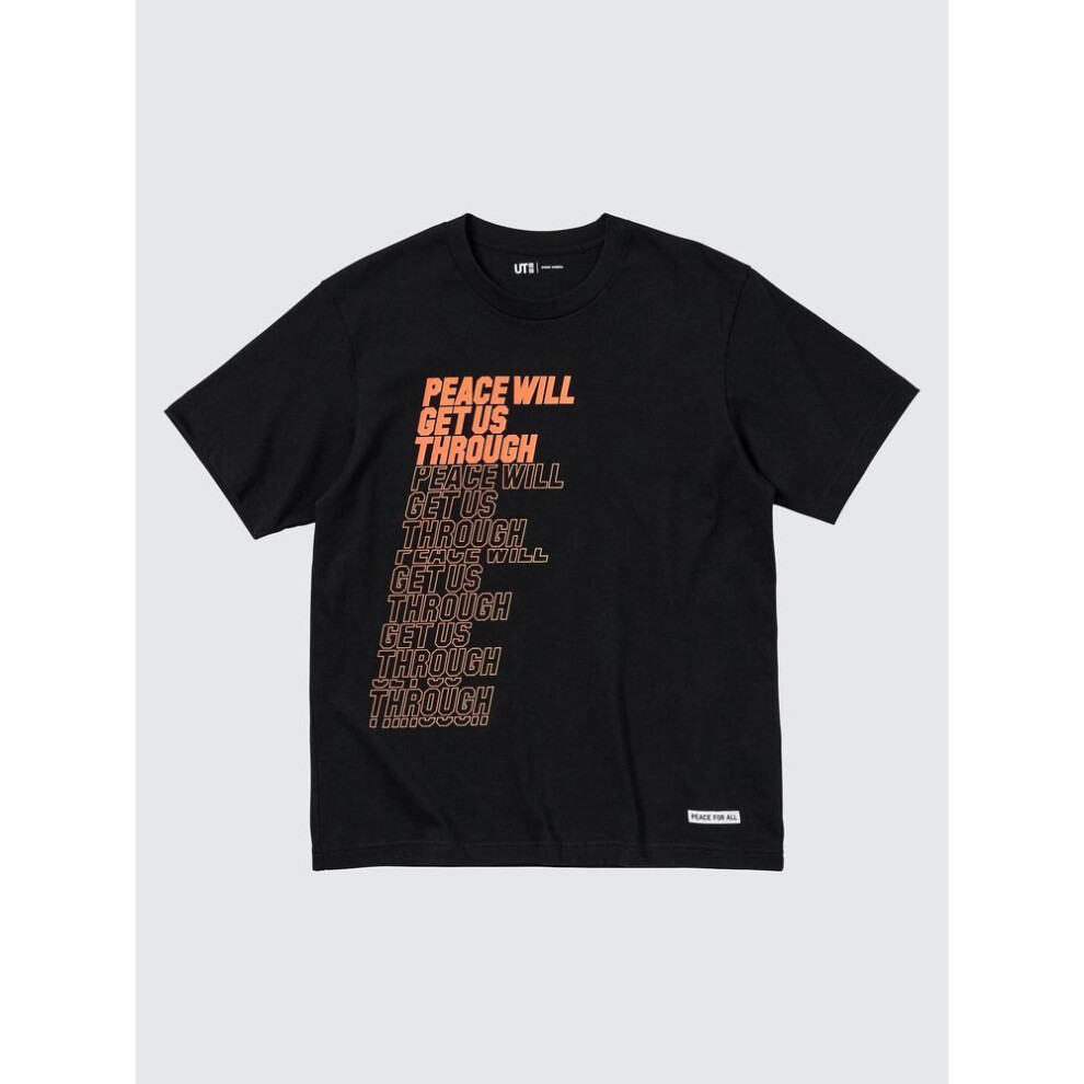 (09 BLACK/S) Uniqlo Japan Peace For All Graphic T Shirt  Short Sleeve  Regular Fit  Shingo Kunieda
