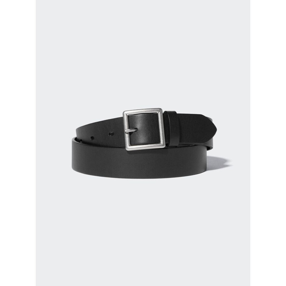 (09 BLACK/L) Uniqlo Japan Italian Leather Garrison Belt